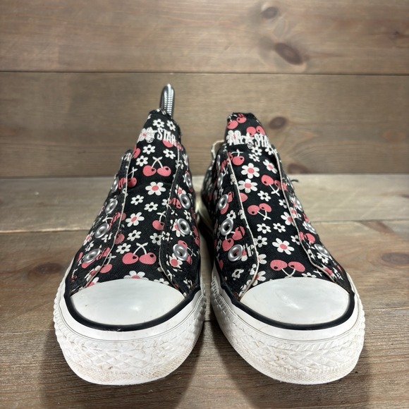 converse all star chuck taylor womens size 6 shoes black pink cherry floral - Picture 4 of 9